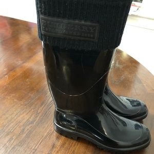 Burberry Cuffed Black Rain Boots Sz 36/ Sz 6